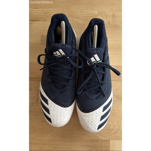 Adidas Navy White con V Bounce Metal Baseball Cleats VanguardVend - Size 8.5 - Picture 2 of 12